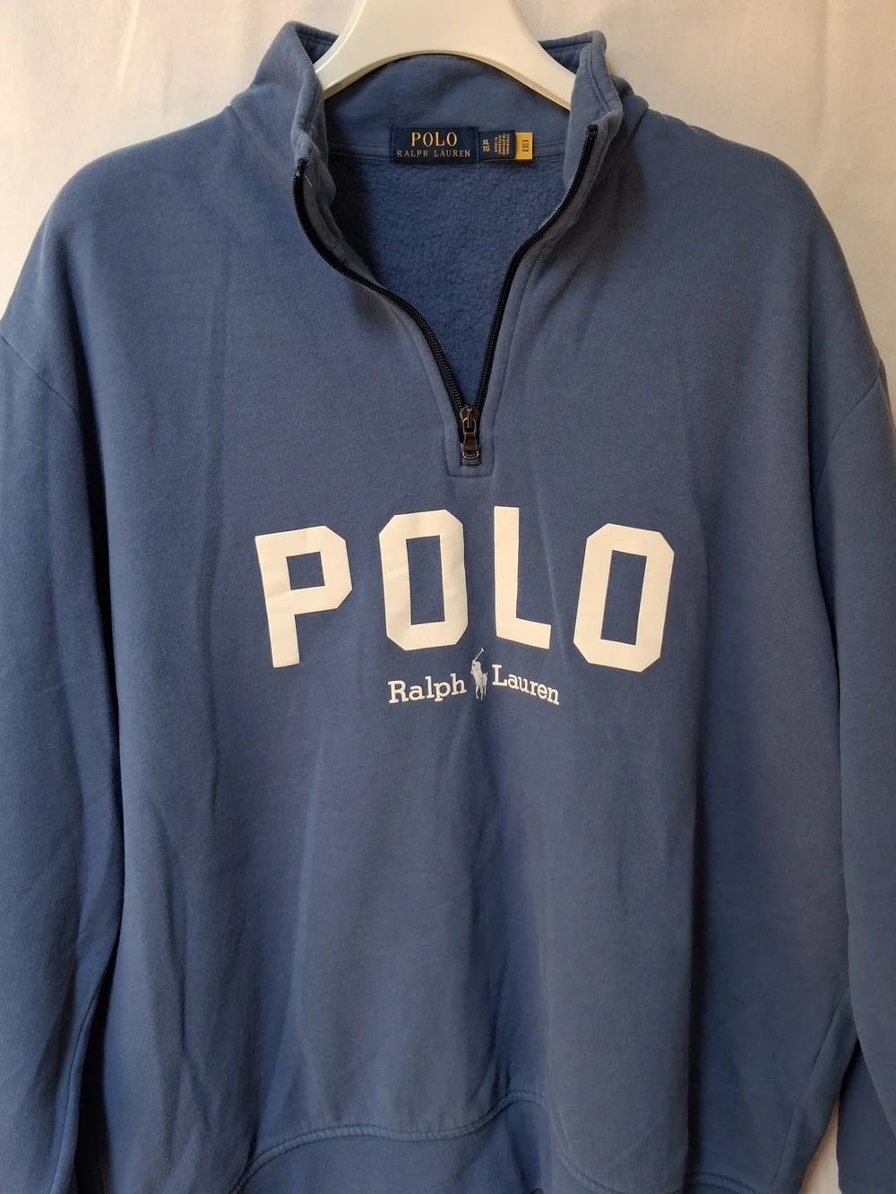 Polo by Ralph Lauren Light Blue Half-Zip Pullover with White Logo XLTG
